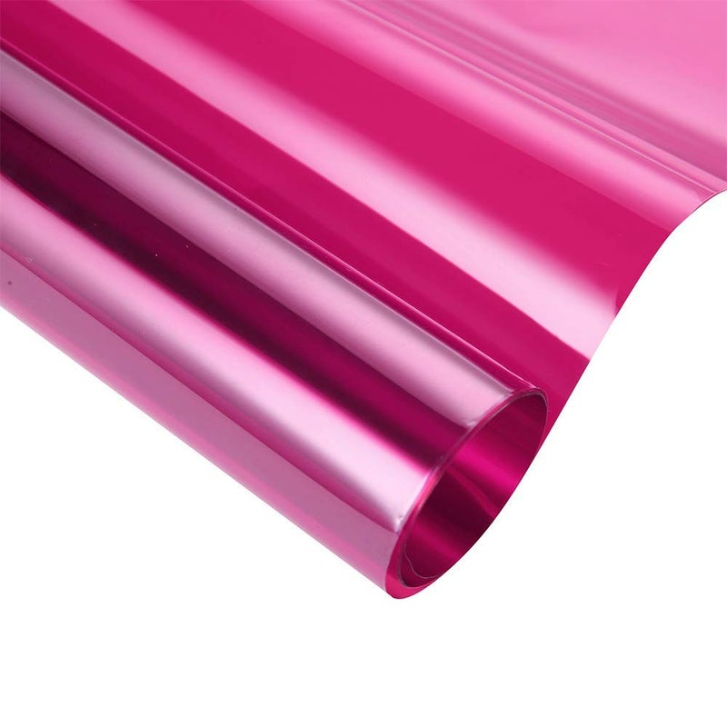 SUMAGITIN Transparent Decorative Window Film Anti UV Colorful Adhesive Vinyl Heat Insulation Solar Window Tinting Sheets Glass Film for Christmas Home Decoration, 17.7Inch x 78.7Inch, Dark Pink - Image 1